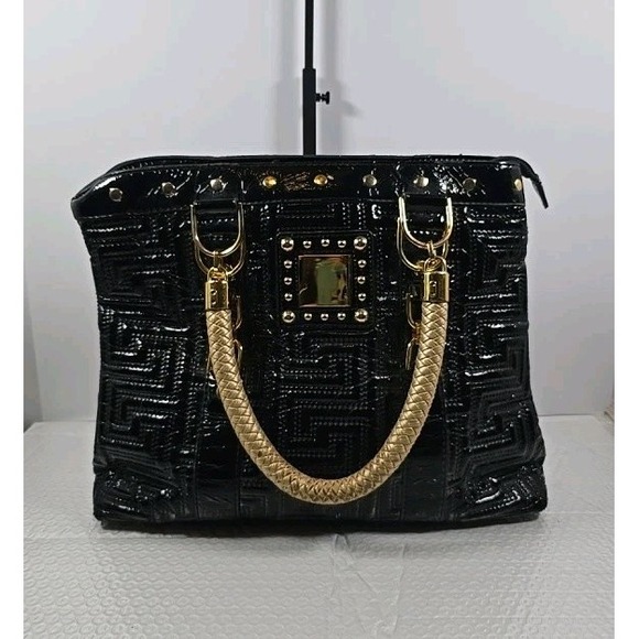 Y2K Purse Unbranded Black n Gold Large - Picture 5 of 11